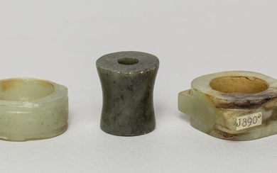 Collectible Chinese Jade Carved Bead & Cong
