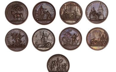 Collection de 9 médailles en bronze de Louis...