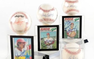 Concepcion, McEnaney, Eastwick and Zachry Signed Baseballs and Cards COA