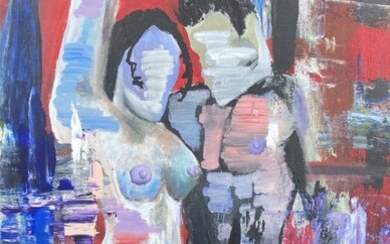 Contemporary Erotic Nude Abstract, Signed