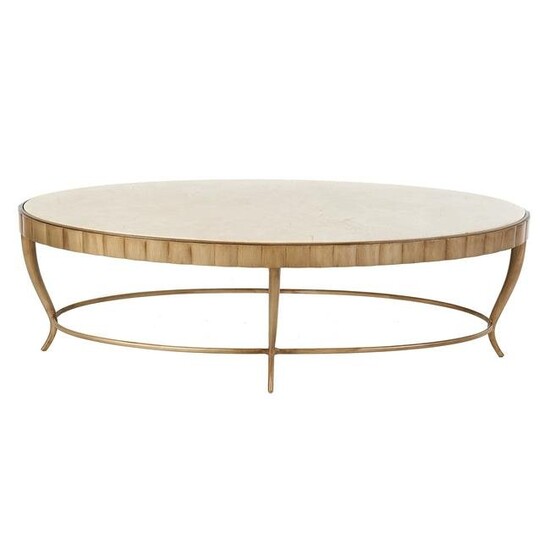 Contemporary Oval Stone Top Coffee Table