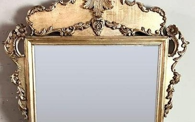 Continental-Style Carved Silver and Gold Leaf Mirror
