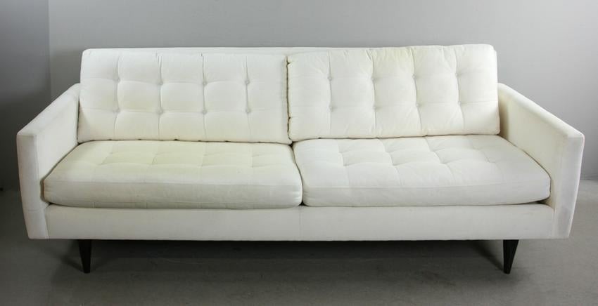 Cream Upholstered Crate and Barrel Sofa