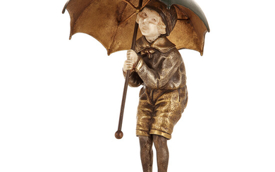 DEMETER H. CHIPARUS (1886-1947) & ETLING (DITEUR) Fillette au parapluie...