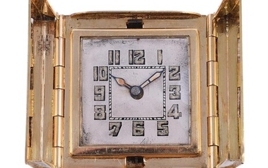 DOXA, GOLD COLOURED SQUARE CASED TRAVEL WATCH