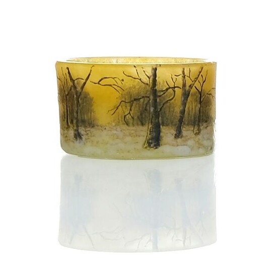 Daum, a miniature pate de verre enamelled glass va
