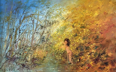 David Boyd, Australia (1924-2011), Girl under the Wattle, Oil on canvas