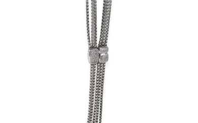 David Yurman Confetti Diamond Lariat Style Necklace Sterling Silver 0.1 CTW