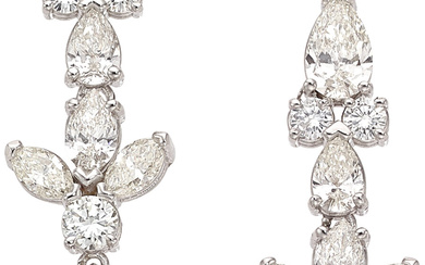Diamond, White Gold Earrings Stones: Pear, marquise, and full-cut...