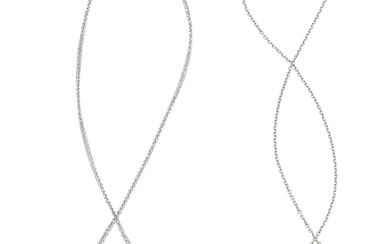 Diamond, White Gold Pendant-Necklaces Stones: Full-cut diamonds weighing a...