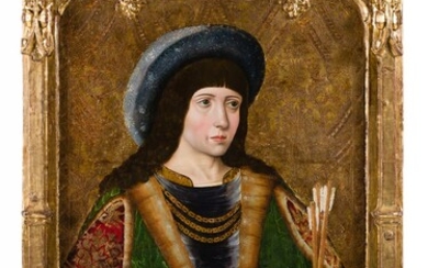 ESCUELA BURGALESA (H.1500 / .), San Sebastian o Retrato a lo divino con los atributos de san Sebastian