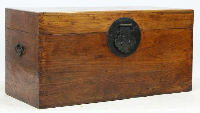 Early 20th c Chinese Camphorwood box on frame