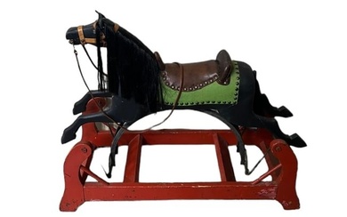 Early Child's Wood Rocking Horse 30"T - 13"W - 37"L
