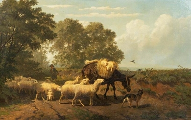 Edouard WOUTERMAERTENS (1819-1897) 'Sheep herer with a