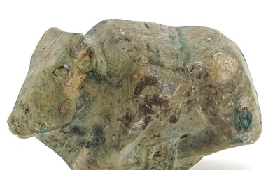 Egyptian blue faience glazed amulet in the form of a cow, 11...