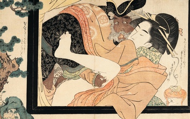 Eiri Chôkyôsai (zugeschrieben) (tätig 1789 - 1801 in Japan) – (Komplette Folge von 13 Oban yoko-e shunga (erotische Bilder) aus der Serie Fumi no kiyogaki (Modelle der Kalligrafie)