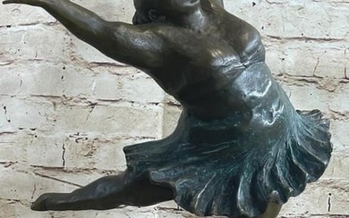 Elegant Arabesque Full Figure Free Spirited Ballet Dancer Original Bronze Sculpture - 19.5" x 12"