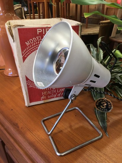 Enamel White Retro Pifco Infra-red Table Lamp Inc Original Box