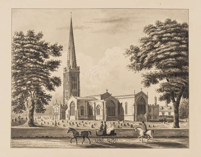 English Amateur artists.- Clarke of Scaldwell (George) Parish churches, a pair, 19th century; together with 7 other original works, and a large quantity of British topographical and decorative prints (qty.)