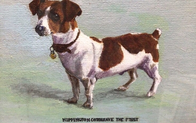 English School 20th Century, oil on board, "Nippington Cotgreave the First", a terrier, initialled and dated '82, in painted frame. 15 x 19cm