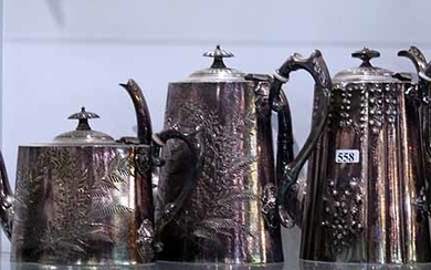 FIVE ENGLISH SILVER PLATED POTS