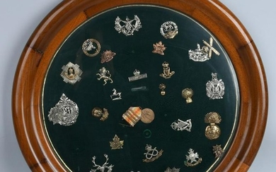 FRAMED COLLECTION OF BRITISH ARMY CAP BADGES