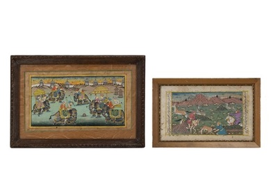 FRAMED INDIAN MINIATURES, LATE 19TH CENTURY. Two gouache on ...