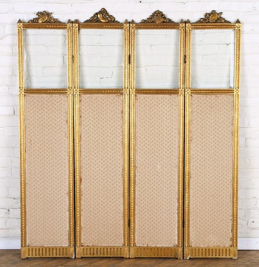 FRENCH CARVED GILT WOOD FOLDING SCREEN C.1920