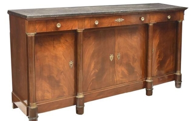 FRENCH EMPIRE STYLE MARBLE-TOP MAHOGANY SIDEBOARD