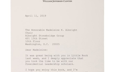 Farsighted. PRESENTED BY PRESIDENT CLINTON WITH A TYPED LETTER.