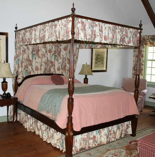 Fine Councill Mahogany Tester Bed with Carved Posts
