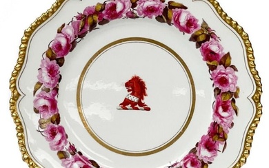 Flight, Barr & Barr Worcester Hand Painted Porcelain Armorial Dinner Plate