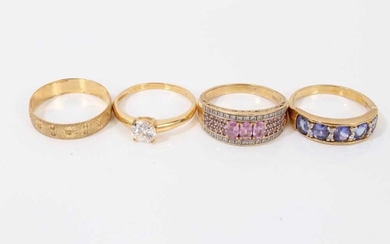 Four 18ct gold dress rings
