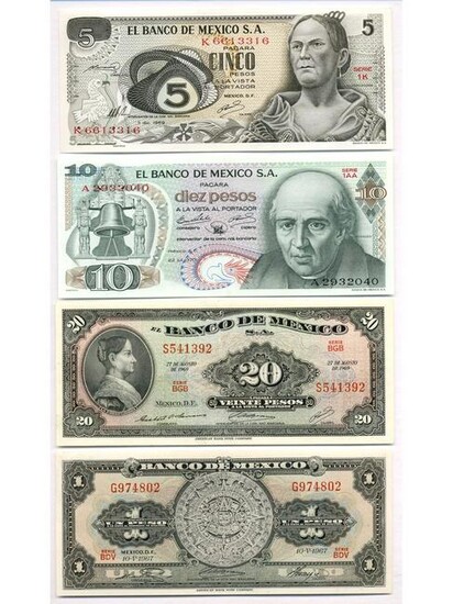 Four (4) Mexican Bank Notes