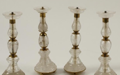 Four Louis XVI Style Rock Crystal Candlesticks with