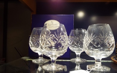 Four boxed Royal Doulton Finest Crystal brandy glasses