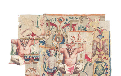 Fragments of Beauvais and Mortlake tapestry borders 17th century