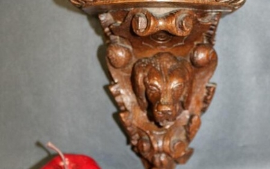 French Black Forest wall shelf with dog head