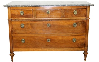 French Louis XVI 3 over 2 drawer commode in walnut...