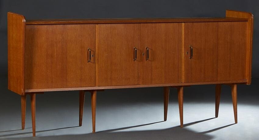 French Mid-Century Modern Carved Oak Sideboard, 20th