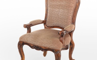 French Provincial Style Carved Wood Armchair