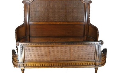 French-Style Cane & Wood Bed