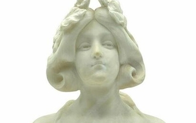 G. Biagiotti Carved Marble Bust Sculpture