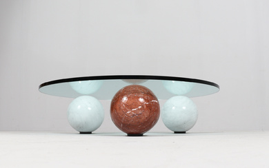 GIORGIO CATTELAN. Coffee table/coffee table 'Satelit' with marble balls for Cattelan Italia, 1980s.