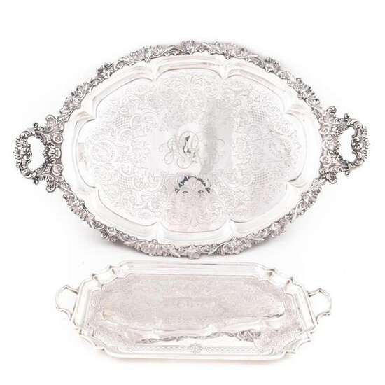 GROUP OF TWO, BARKER-ELLIS SILVERPLATE TRAYS