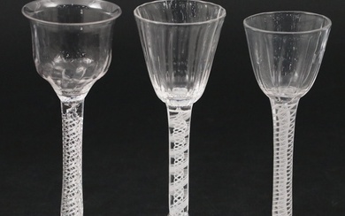 Georgian Opaque Twist Wine Glasses, Mid to Late 18th Century