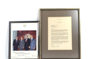 Gerald Ford Secretarial Signed Letter and Multi-President Print
