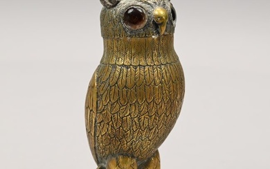 German Silver-Gilt Owl Sugar Caster, Hanau