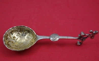 German Silver by Various Makers .830 Silver Sugar Spoon GW w/ Figural Handle