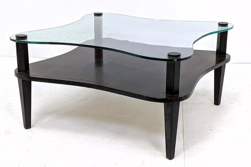 Gilbert Rohde Style Two Tier Table. Decorator Ebonized